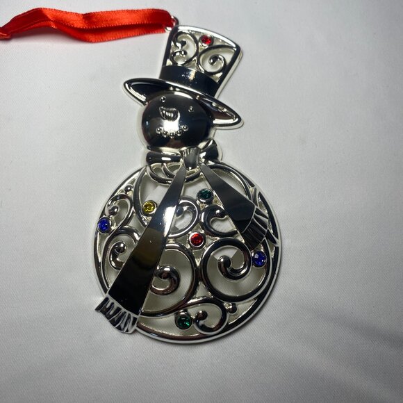 Lenox Sparkle and Scroll Snowman Ornament Multicolor Gems Silver 893113 NIP - Picture 3 of 4